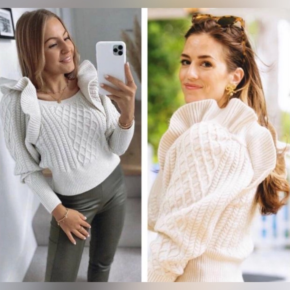 H&M Cable-knit flounced jumper